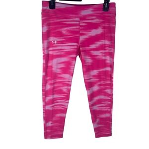 Under Armour Girls Motion Printed Ankle Crop UA Leggings Youth Large YL Pink NEW